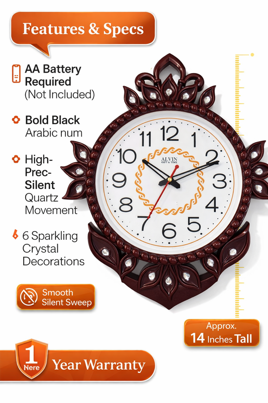 14 Inch Decorative Wall Clock for Home | Silent Sweep Quartz Movement