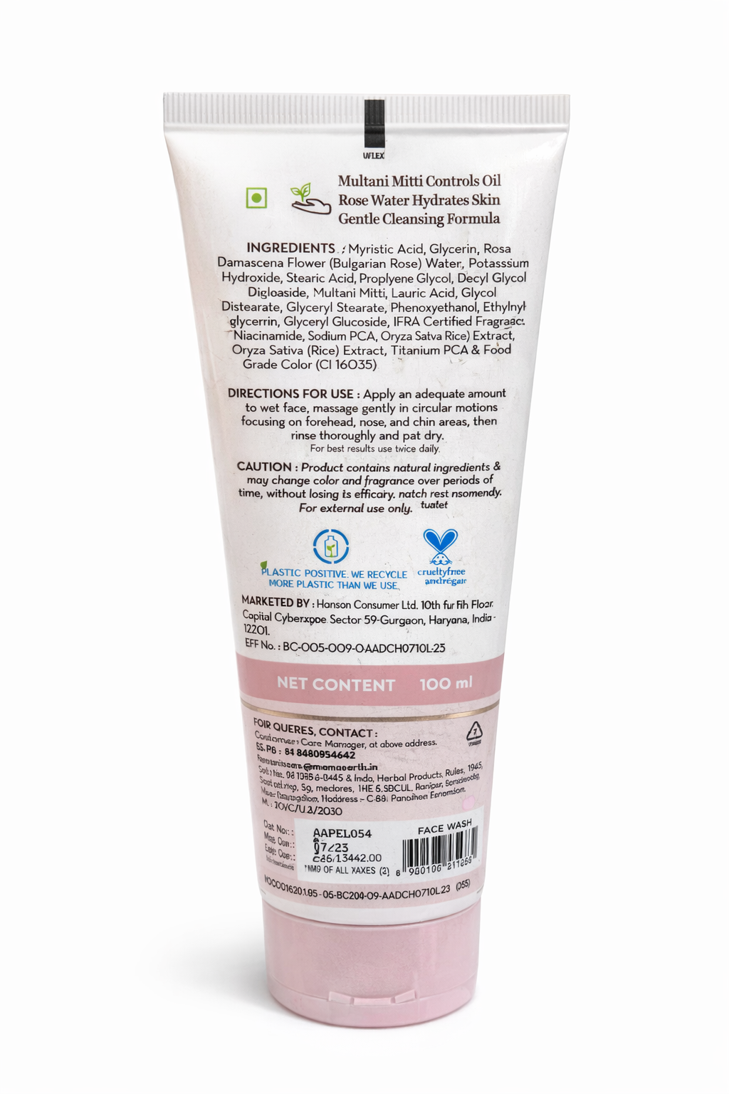 Mamaearth Multani Mitti Oil Balance Face Wash with Bulgarian Rose, Deep Cleansing Face Wash for Normal to Oily Skin