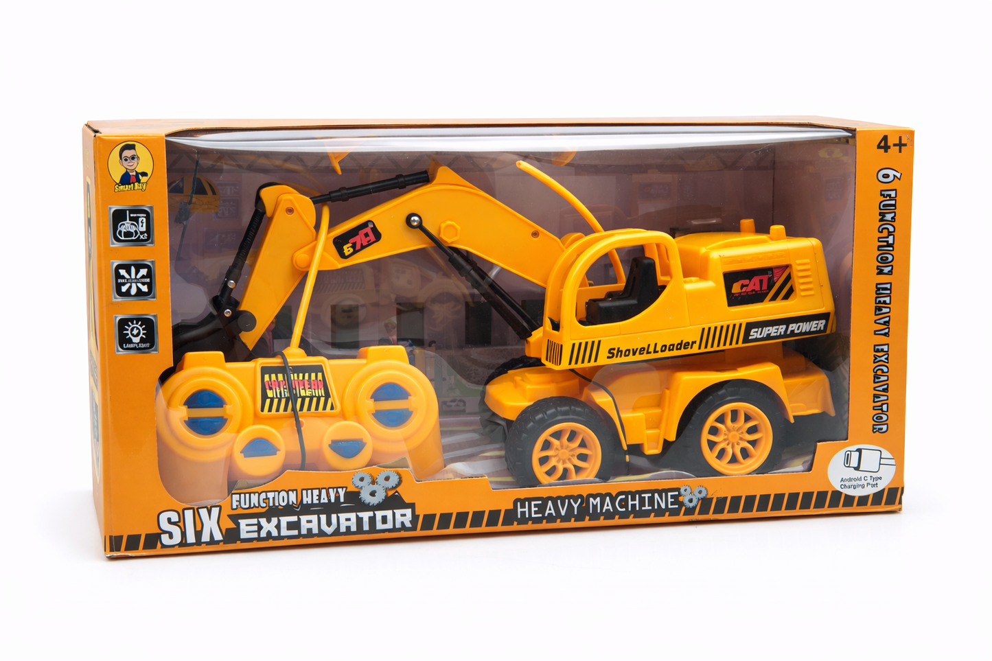 Remote Control Excavator Toy for Kids with Lights, Sound & Music, 2.4GHz RC Construction Vehicle with Real Digging Action