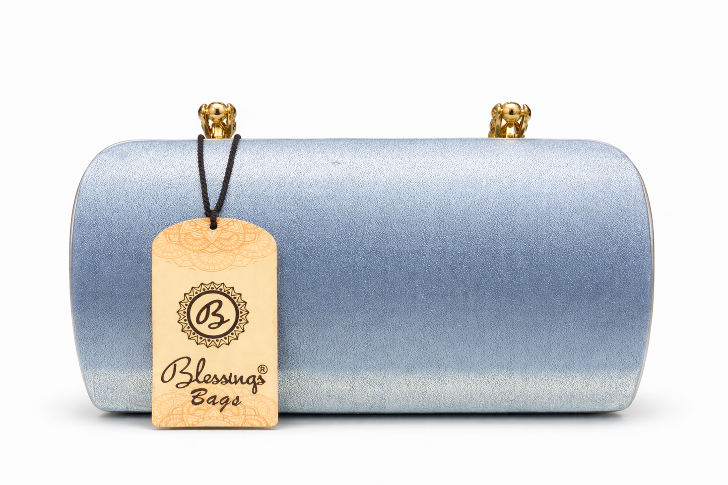 Cylindrical Evening Clutch for Women | Ombre Shimmer Party Handbag with Gold-Tone Chain, Sphere Clasp & Satin Interior