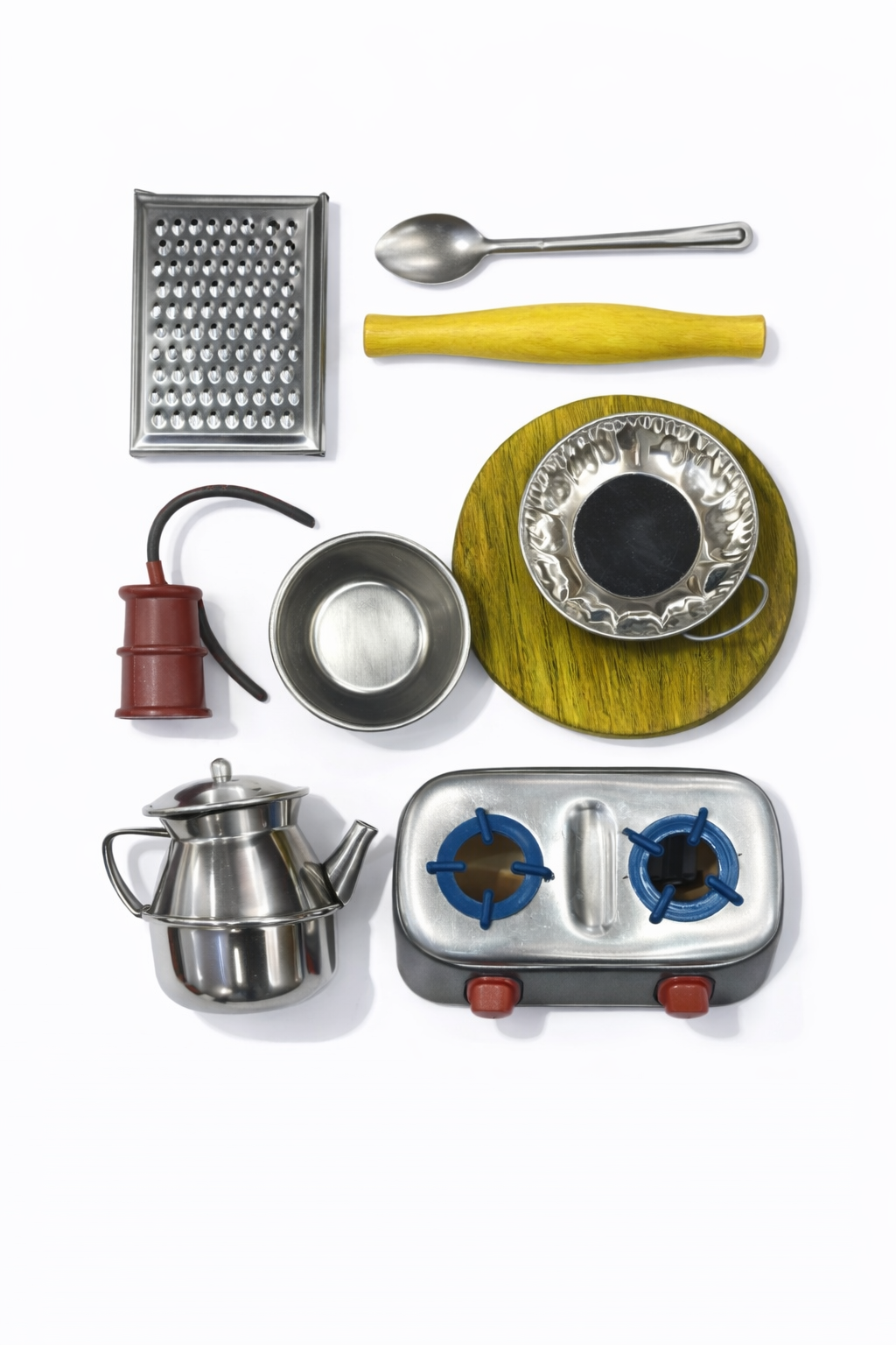 Kids Kitchen Toy Set with Mini Utensils & Cookware, Stainless Steel Pretend Play Cooking Set with Stove & Accessories, Role Play Toys for Boys & Girls (Ages 3+)