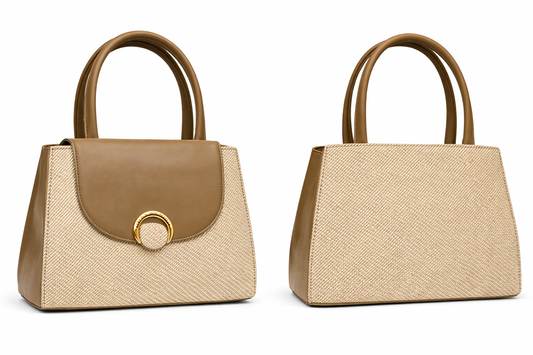 Women’s Textured Handbag, Premium Faux Leather Satchel with Gold Ring Clasp, Multi-Compartment Tote Bag with Zip Pocket & Slip Pockets for Office & Daily Use