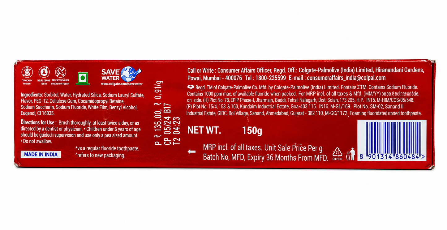 Colgate MaxFresh Red Gel Toothpaste with Cooling Crystals | Cool Mint Flavour | 10X Longer Lasting Cooling | Fresh Breath & Cavity Protection | Gel Toothpaste