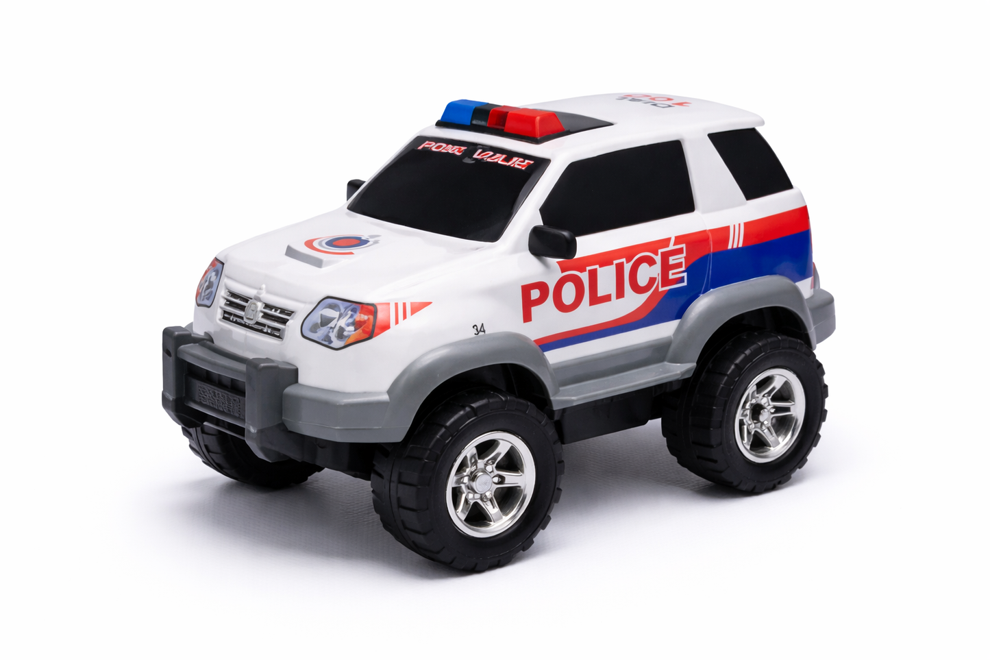 Police 4x4 Toy Car for Kids (3+ Years) – Pull Back Action SUV with Lights & Sound, Friction Powered Off-Road Vehicle Toy