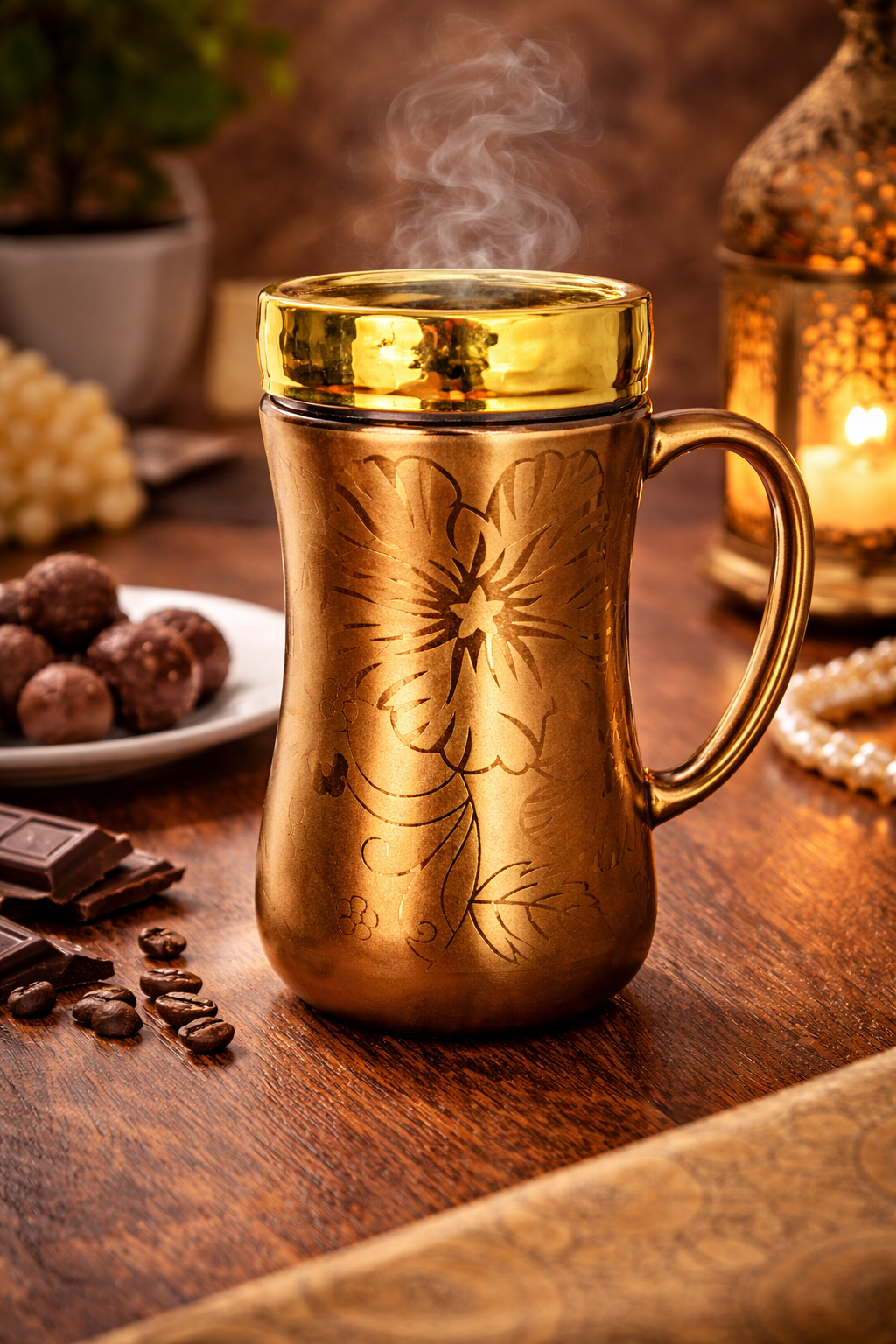 Gold Stainless Steel Insulated Mug with Lid | Double Wall Vacuum Coffee & Tea Mug