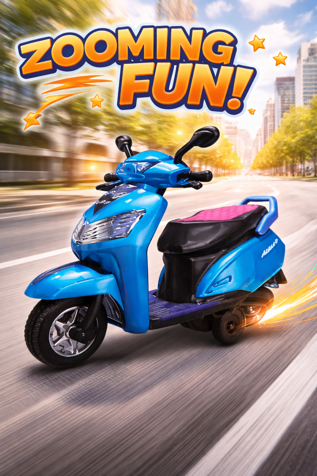 Super Active Scooty Toy for Kids – Friction Powered Scooter with Sound