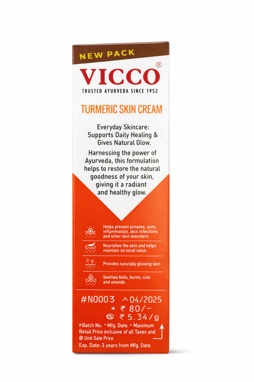 Vicco Turmeric Skin Cream with Sandalwood Oil | Ayurvedic Face Cream for Pimples, Acne Marks & Glowing Skin