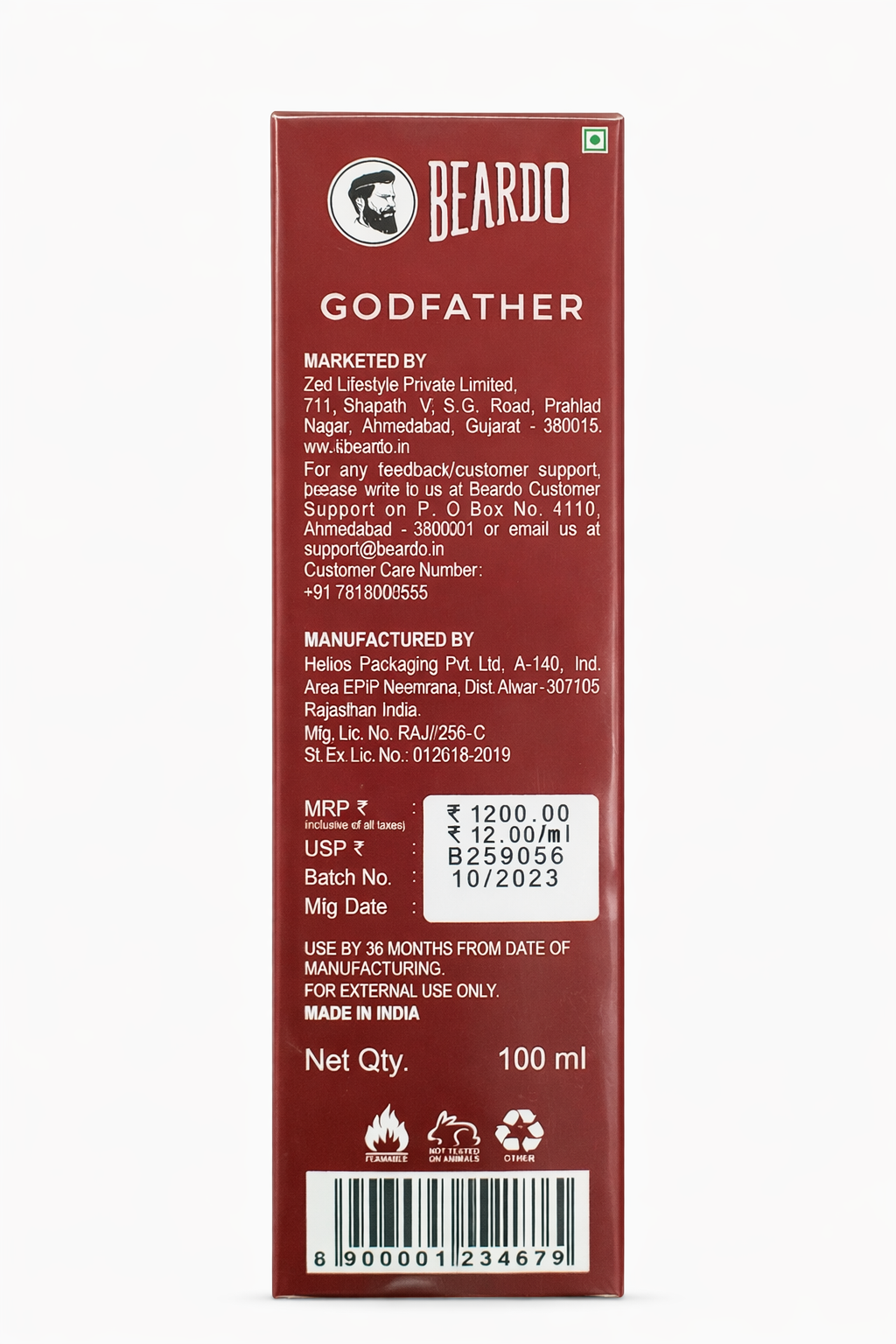 Beardo Godfather Eau De Parfum for Men, Long-Lasting Spicy Citrus Perfume with Basil, Geranium, Musk & Patchouli, 100ml