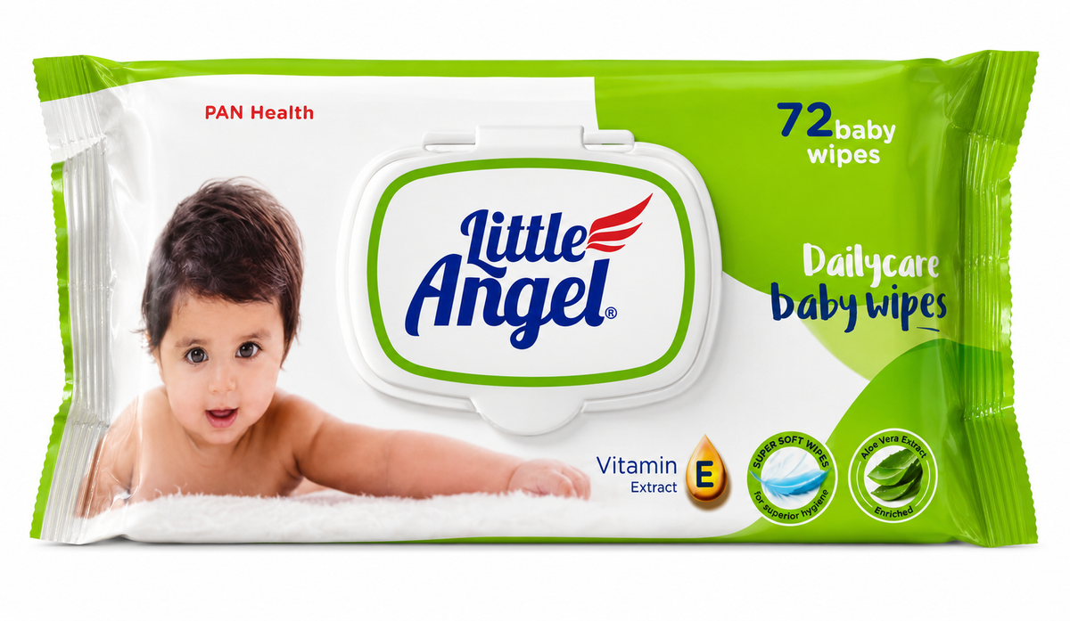 Little Angel Dailycare Baby Wipes with Aloe Vera & Vitamin E | Soft & Thick Baby Wipes | Alcohol Free & Paraben Free | pH Balanced | Gentle Care for Baby Skin | 72 Wipes
