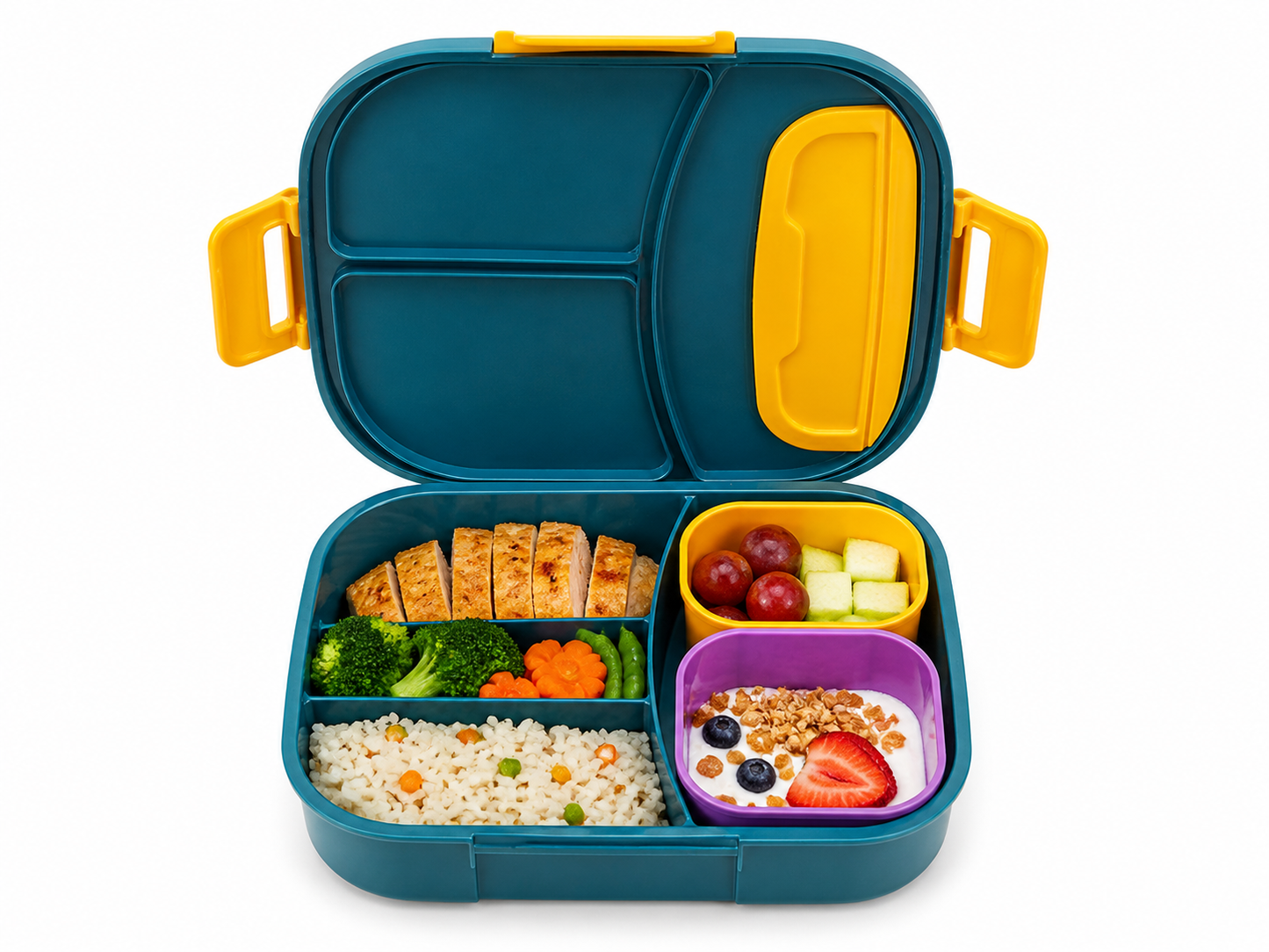 GIBO Leak-Proof Bento Lunch Box for Kids & Adults – 4 Compartment Meal Prep Container with Removable Bowls – BPA-Free, Microwave & Dishwasher Safe