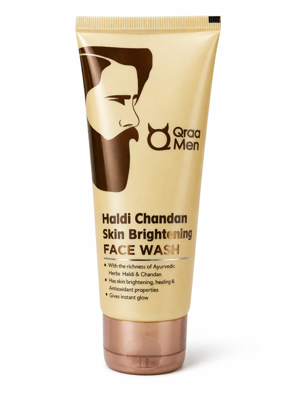 Qraa Men Haldi Chandan Skin Brightening Face Wash | Ayurvedic Turmeric Sandalwood Cleanser for Deep Cleansing & Instant Glow