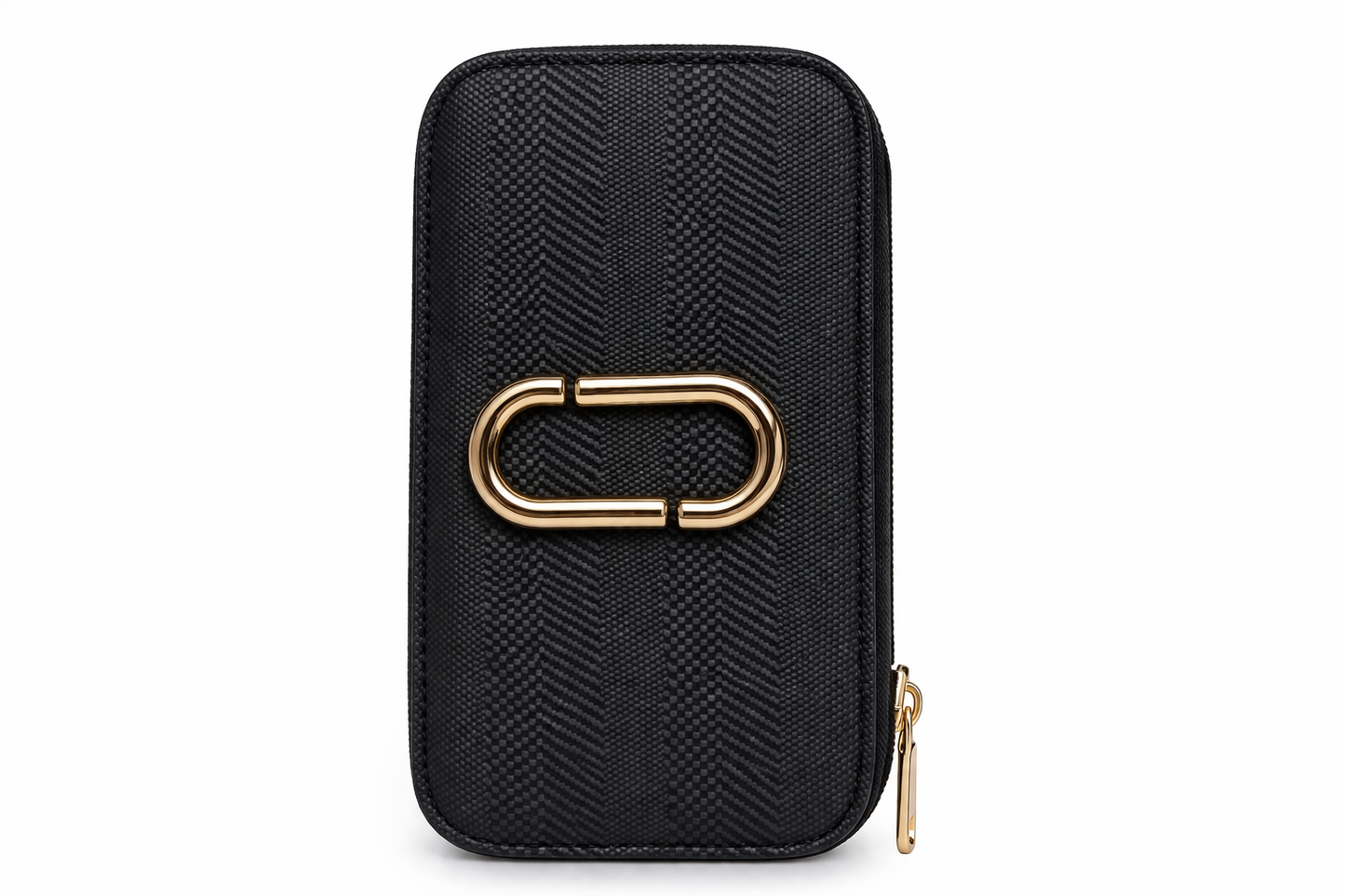 Black Wallet Organizer for Women, Compact Faux Leather Zip Wallet with Card Slots, Coin Pocket, Cash Compartment and Gold Tone Hardware