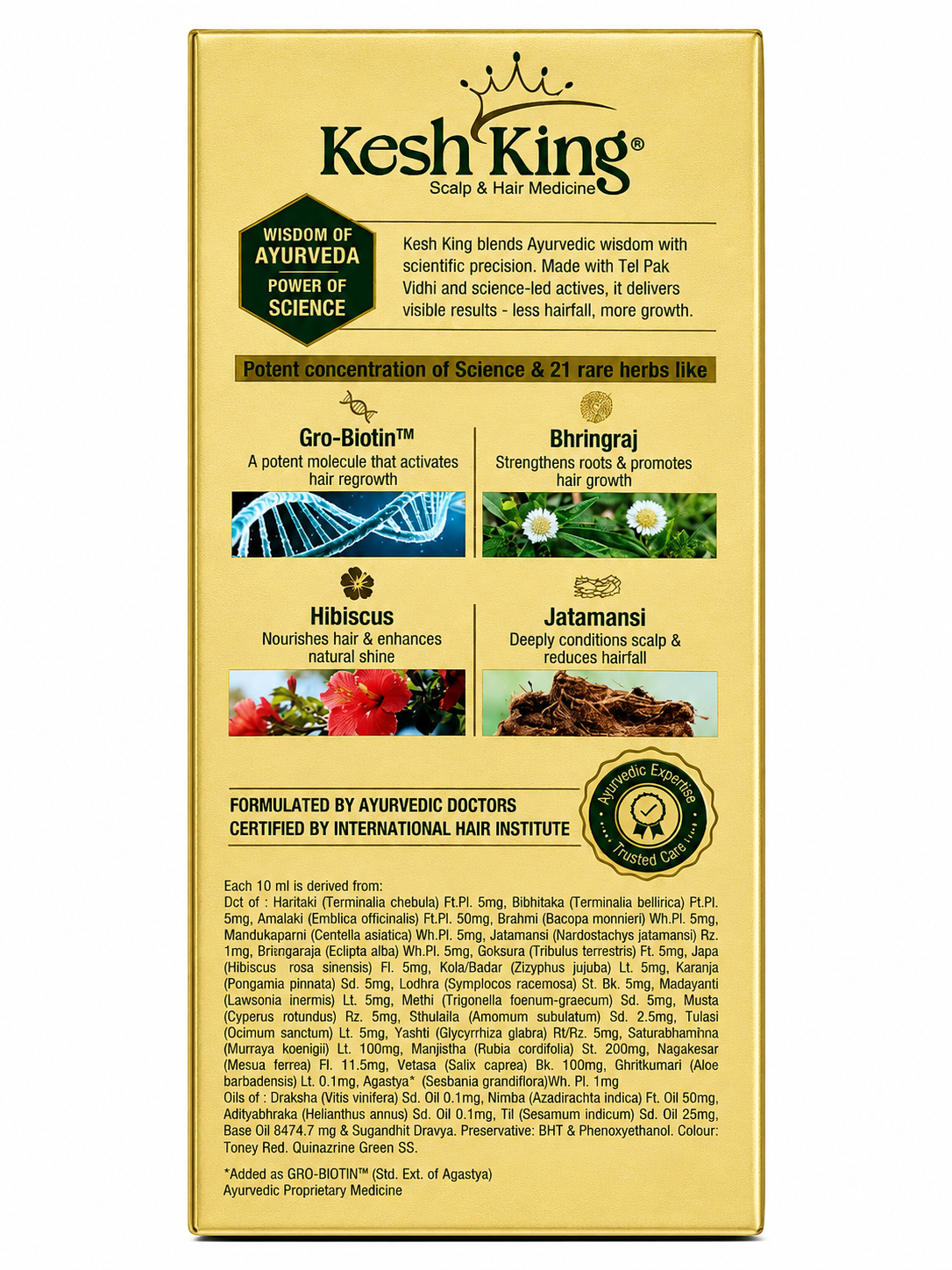 Kesh King Gold Ayurvedic Hair Oil | 21 Herbs + Gro-Biotin Formula | Helps Reduce Hair Fall & Supports Hair Growth | Nourishes Scalp & Strengthens Hair | Suitable for Men & Women