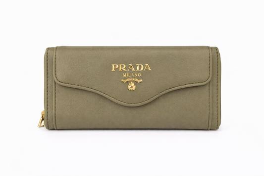 Women's Blue Gray PU Leather Wallet with Metal Bar Closure, Zipper Pocket and Multiple Compartments