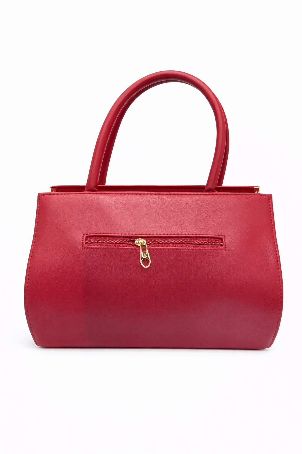 Luxury Red Faux Leather Handbag for Women | Premium Structured Tote Bag with Gold Tone Hardware
