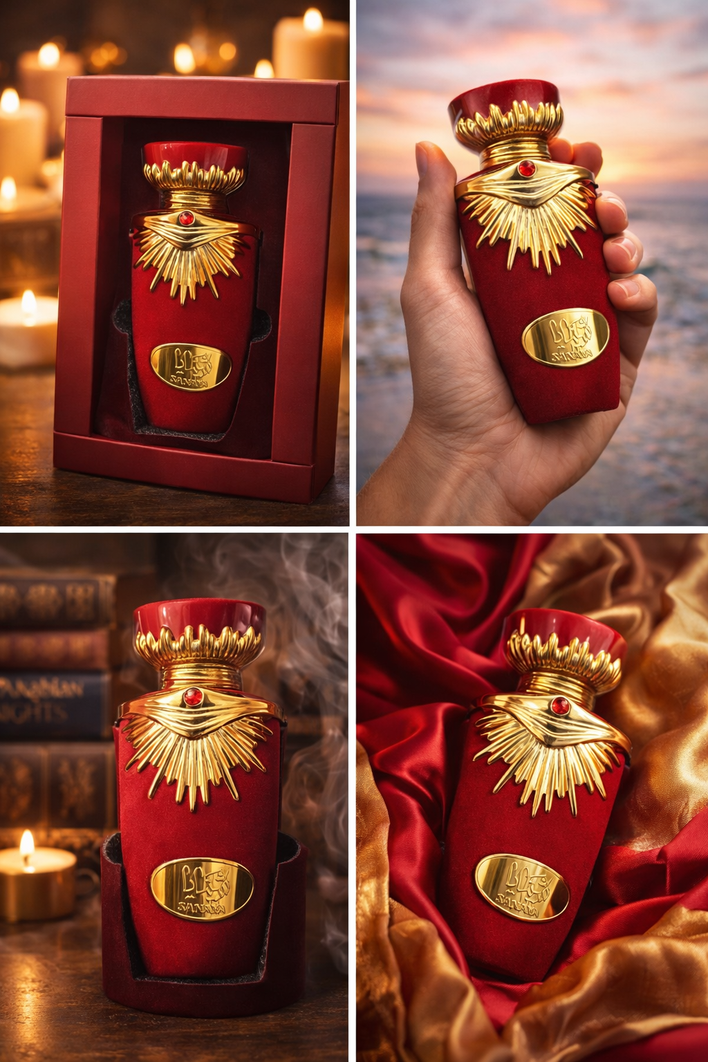 Al Habibi Royal Red Velvet Perfume Bottle – Luxury Arabic Fragrance 65ml with Gold Crown Cap, Engraved Plaque & Premium Gift Box