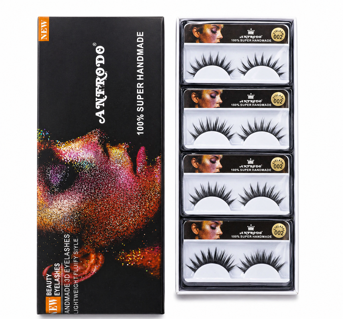 ANFRODO 3D Beauty Eyelashes - 4 Pairs Pack - 100% Super Handmade Faux Mink Lashes