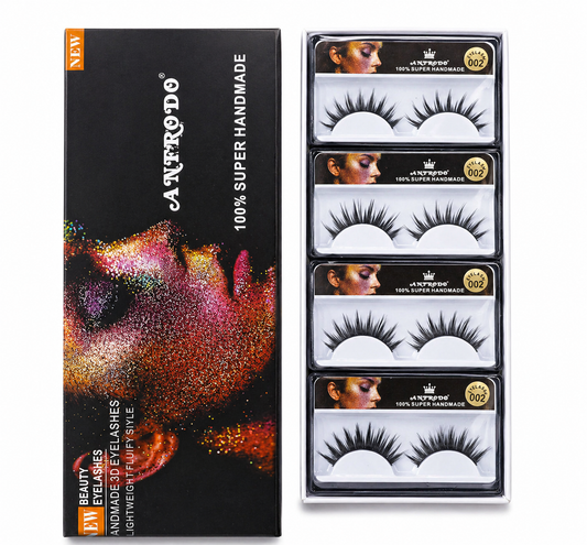 ANFRODO 3D Beauty Eyelashes - 4 Pairs Pack - 100% Super Handmade Faux Mink Lashes