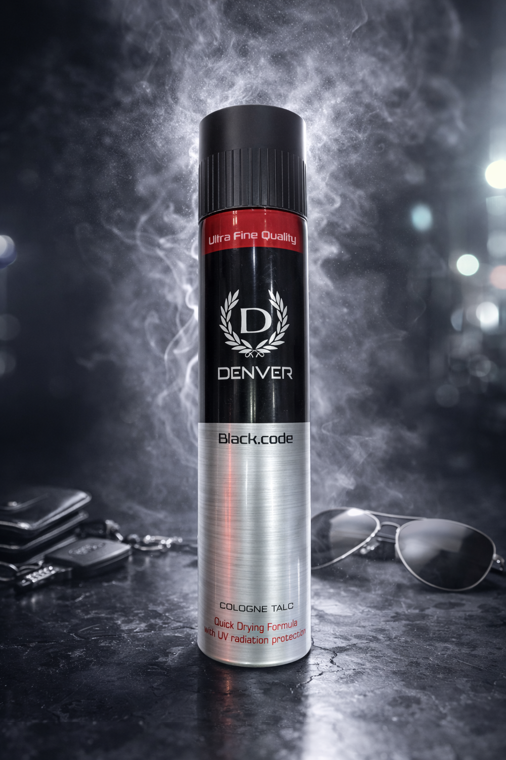 Denver Black Code Cologne Talc for Men 300g | Long Lasting Deodorizing Talcum Powder
