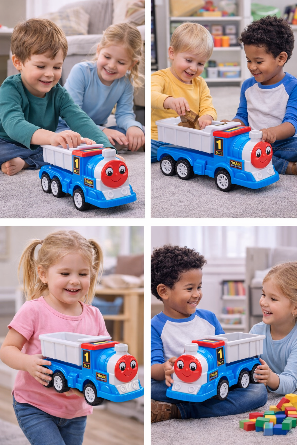 Train Dump Truck Toy for Kids, Push & Go Construction Vehicle with 6 Wheels, Dump Bed, Durable Plastic Toy, Fun Gift for Boys & Girls (3+ Years)