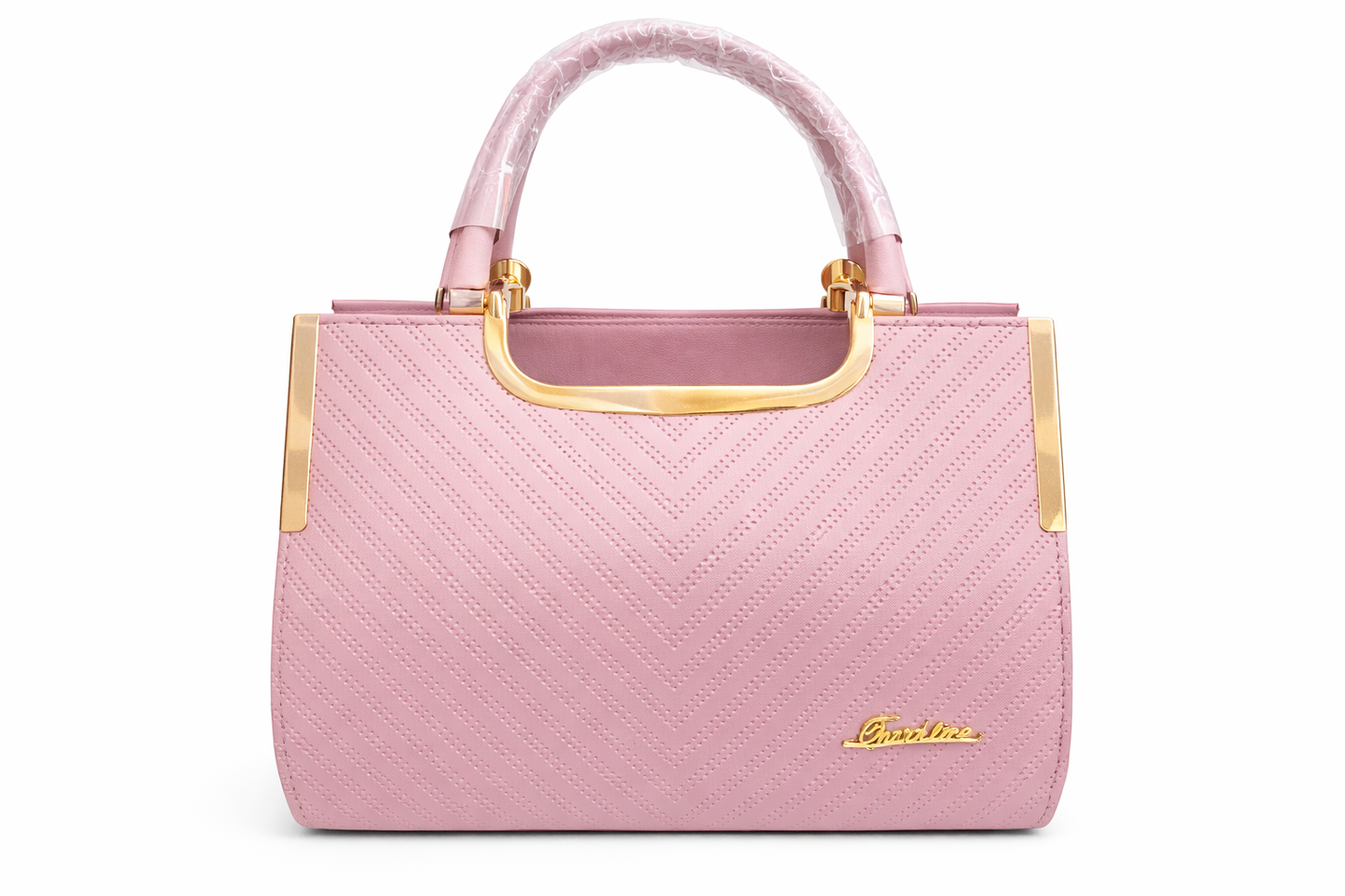 Women’s Pink Handbag, Premium Faux Leather Satchel with Gold-Tone Hardware, Quilted Designer Style Tote Bag with Zip Pocket for Office & Daily Use