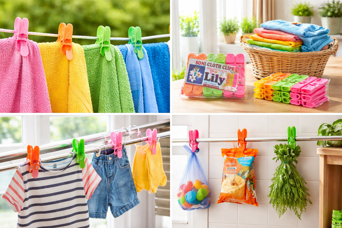 Cloth Clips for Clothes Drying Pack of 12 | Heavy Duty Plastic Cloth Pegs