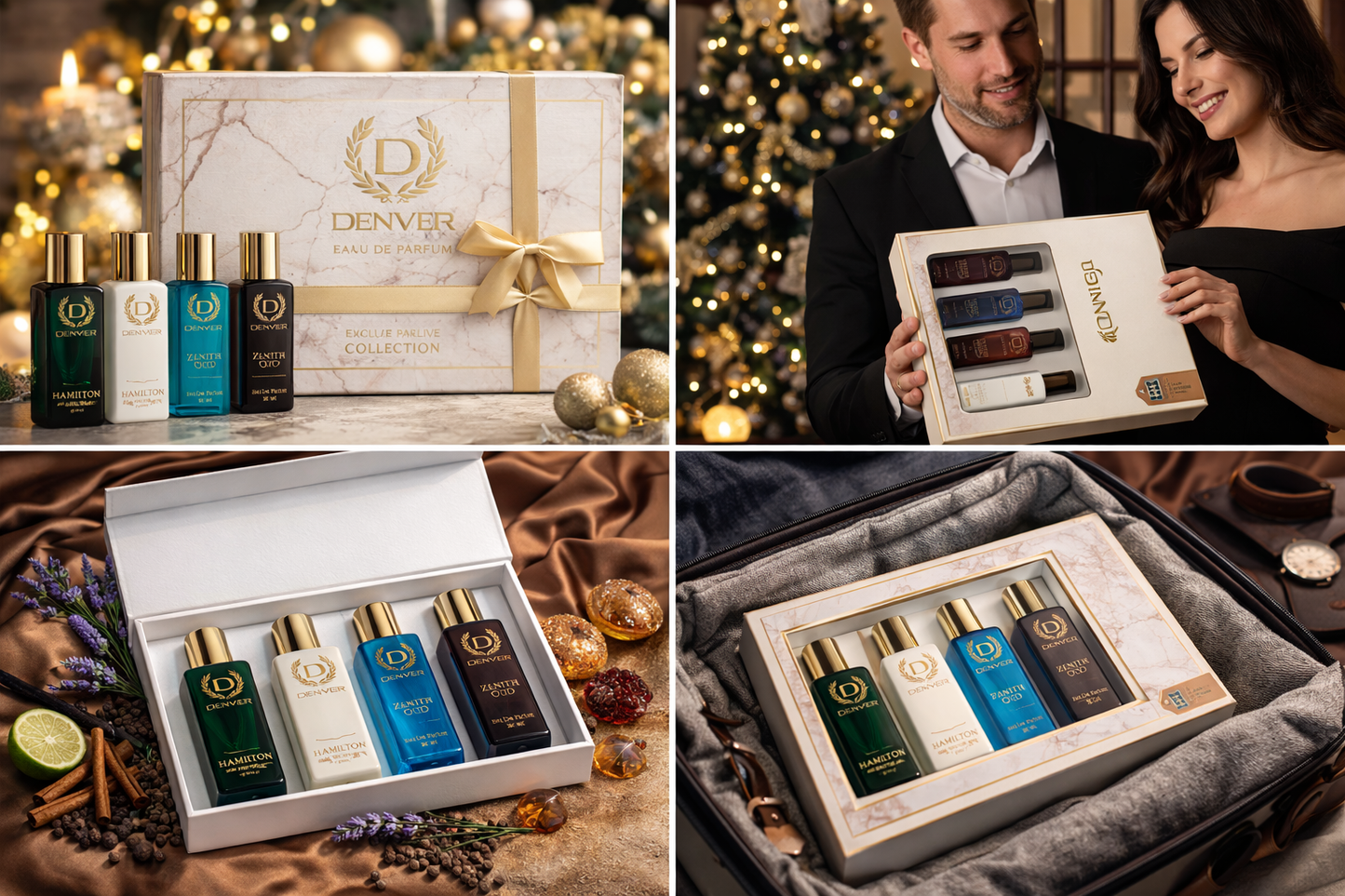 Denver Exclusive Perfume Gift Set for Men | 4 x 20ml Eau De Parfum | Hamilton, Imperial Hamilton, Vogue, Zenith Oud | Long-Lasting Luxury Fragrance Combo Pack