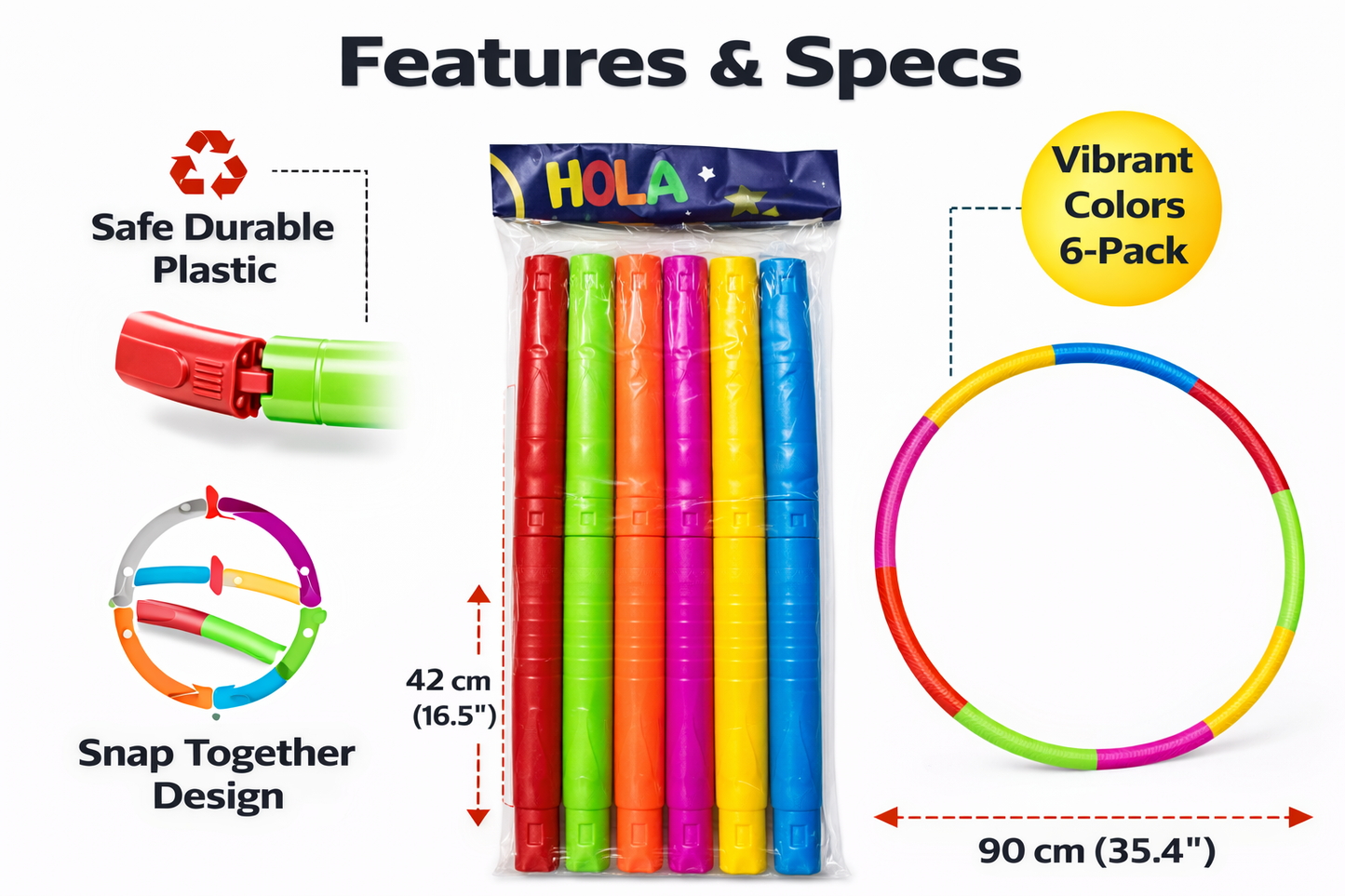 Kids Hula Hoop Set Adjustable (75–90 cm) | Snap-Together Fitness Hoop for Children | Colorful Plastic Exercise Hoop for Boys & Girls (3+ Years)