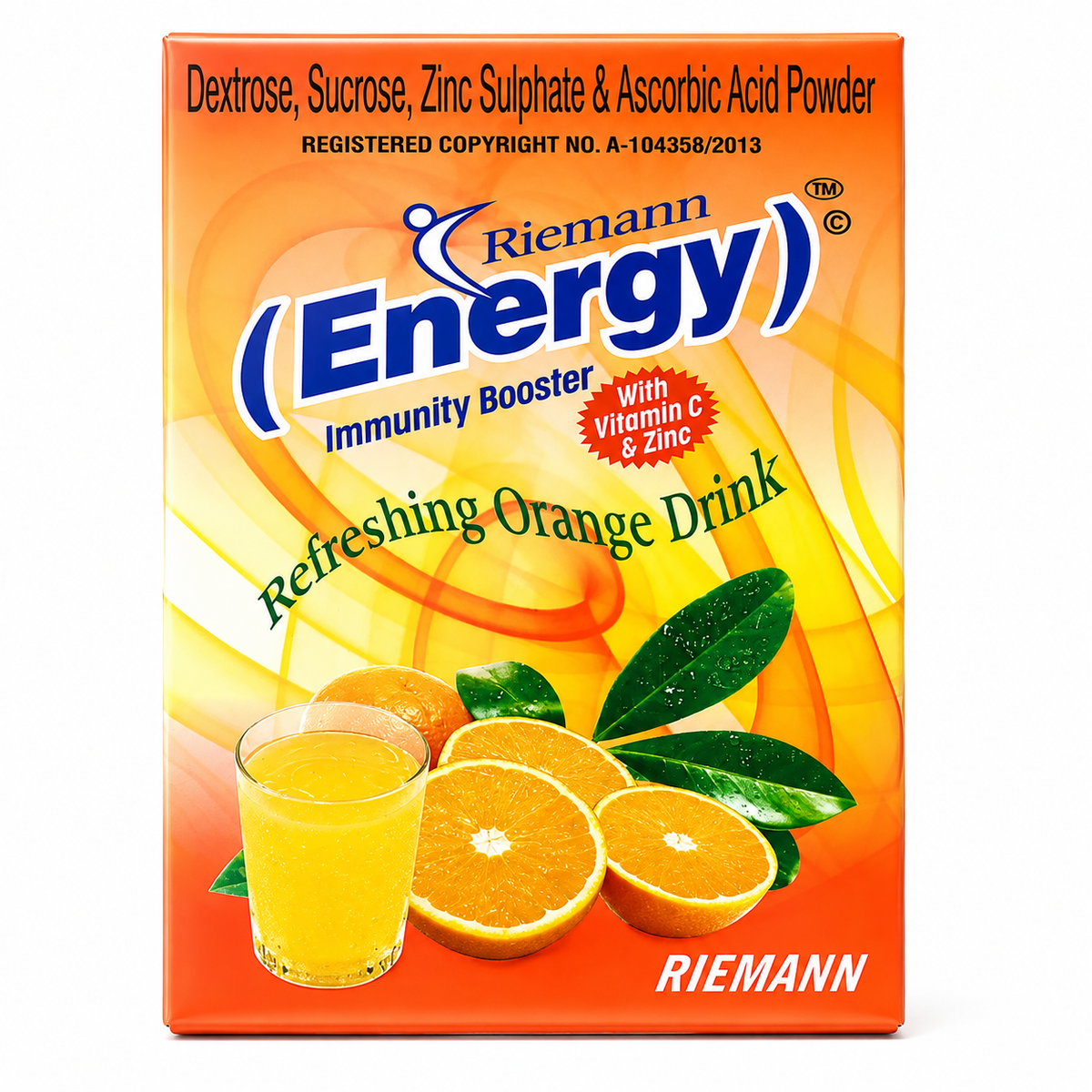 Riemann Energy Refreshing Orange Drink Powder 500g | With Vitamin C & Zinc | Dextrose & Sucrose | Orange Flavour Energy Drink Mix | Easy to Prepare