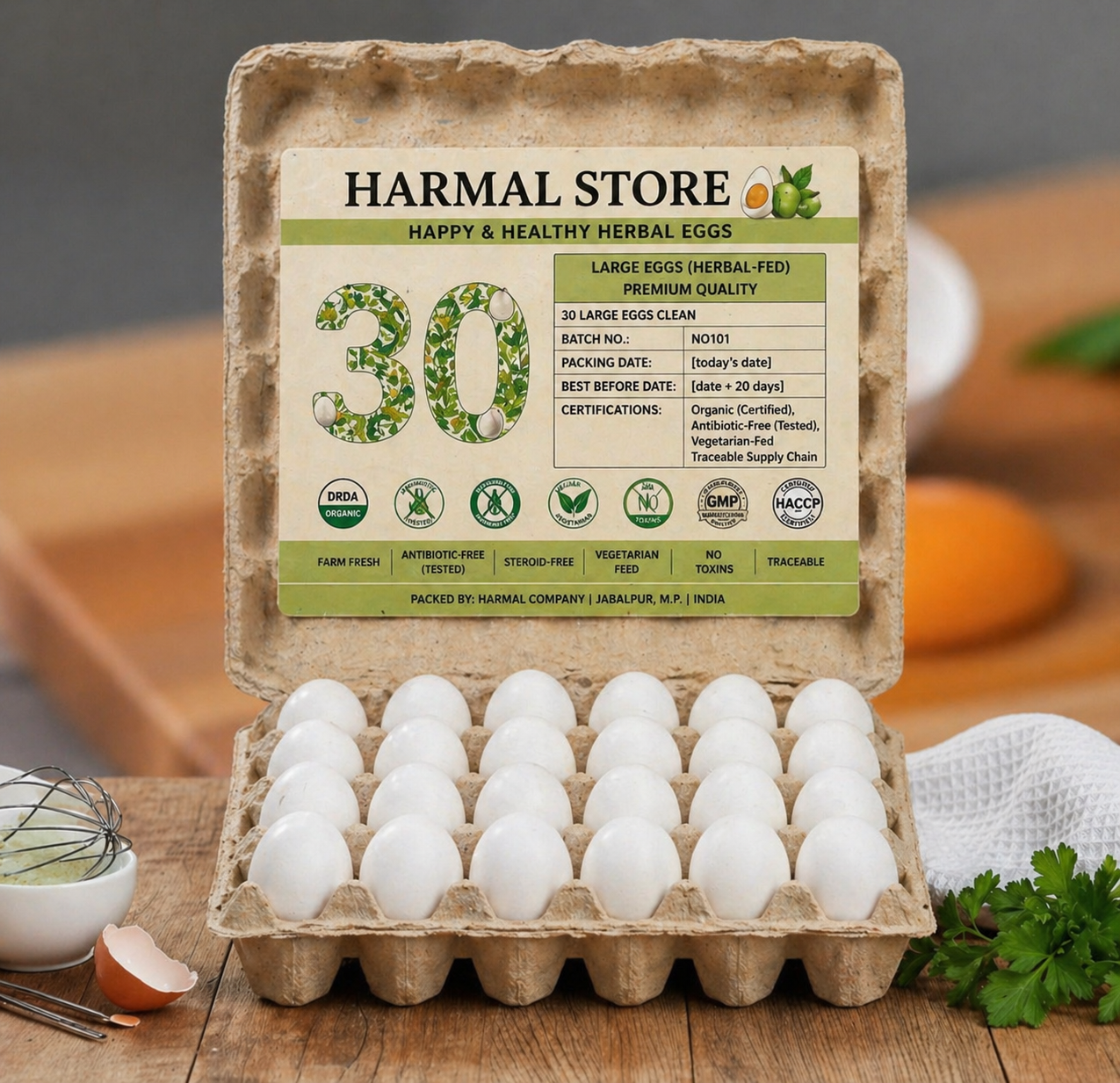 Harmal Store Happy & Healthy Herbal Eggs – Bulk Pack of 30 Large Premium Quality Eggs
