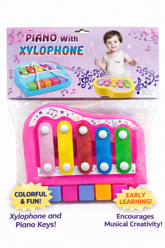 Kids Piano with Xylophone Toy, Musical Instrument Toy with Colorful Keys & Safe Mallet, Early Learning Music Toy for Toddlers (18+ Months), BPA-Free Educational Toy