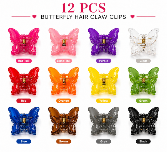 Harmal Store Stylish Butterfly Hair Claw Clips – 06-Piece Assorted Color Set with Strong Hold and Premium Acrylic Finish – Lightweight Non-Slip Hair Accessories for Women and Girls