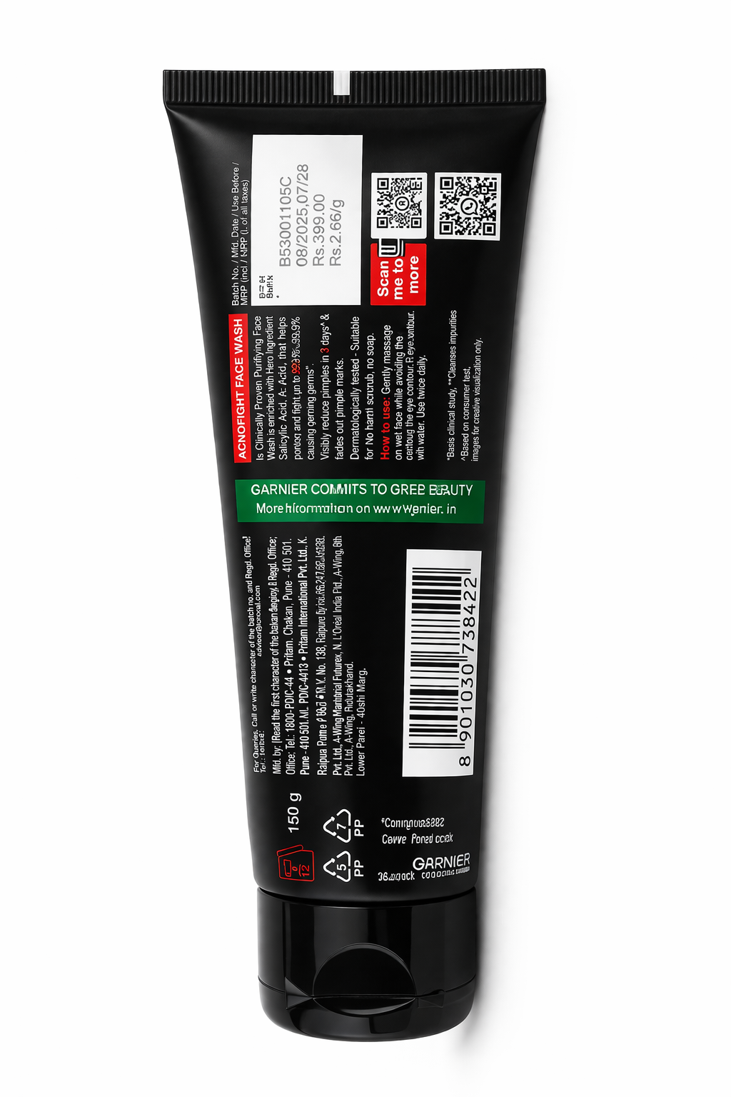 Garnier Men AcnoFight Anti Pimple Face Wash with Salicylic Actives | Acne Control Face Wash for Men