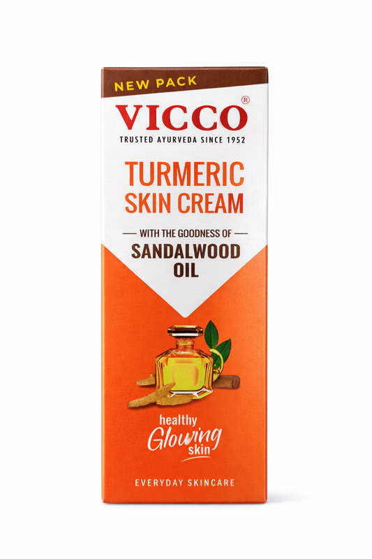Vicco Turmeric Skin Cream with Sandalwood Oil | Ayurvedic Face Cream for Pimples, Acne Marks & Glowing Skin