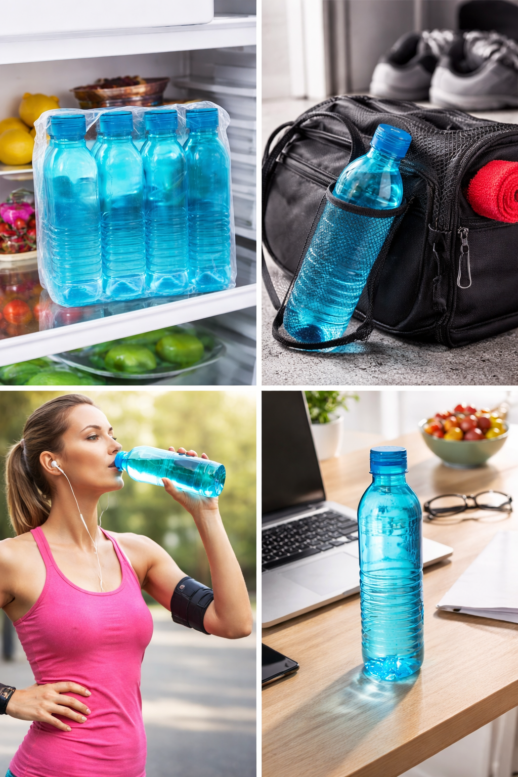 1 Liter Water Bottle Set (Pack of 4) | BPA-Free Plastic Water Bottles | Leakproof & Reusable Drinking Bottles | Durable Water Storage Bottles for Home, Office, Gym & Travel