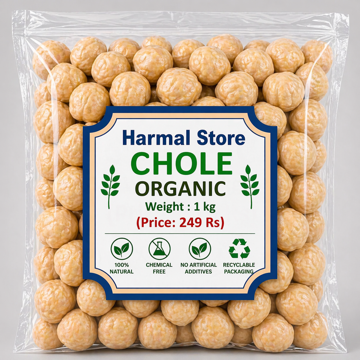 Harmal Store Organic Chole (Kabuli Chana) 1 Kg | 100% Natural Chickpeas | Chemical-Free, No Additives