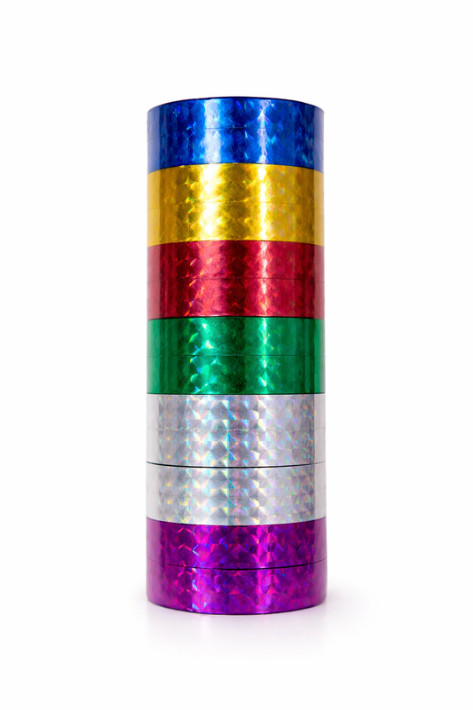 Self Adhesive Glitter Tape Set (12 Rolls) – Holographic Decorative Craft Tape, Multi-Color Washi Tape for DIY Crafts