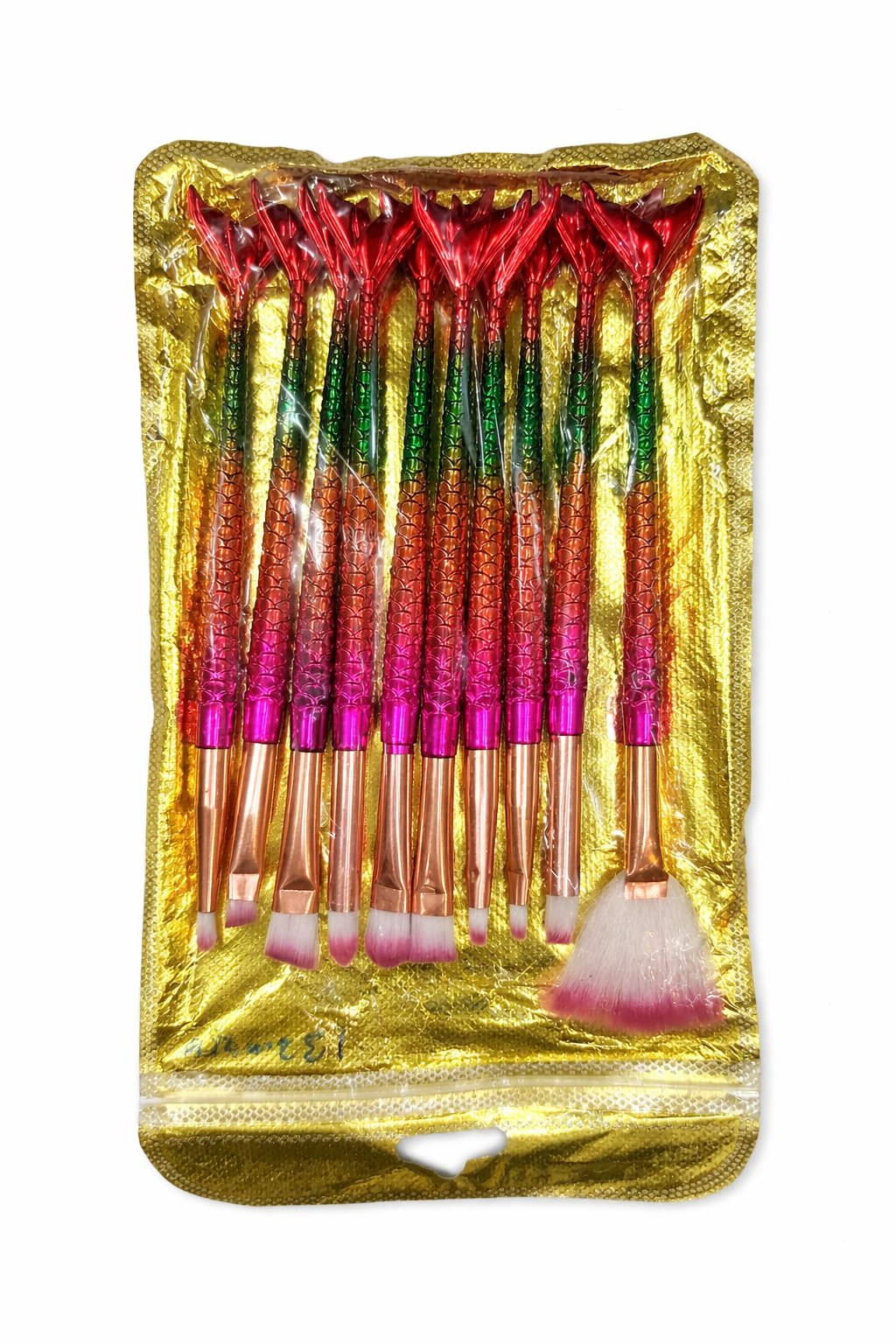 10 Pcs Mermaid Makeup Brush Set with Pouch – Professional Cosmetic Brushes Kit for Foundation, Blush, Eyeshadow & Powder – Soft Synthetic Bristles Beauty Tools for Women & Girls