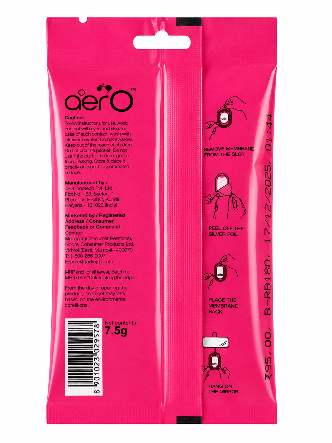Godrej AerO Car Fragrance, Rose Blossom | Car Perfume for Fresh & Pleasant Ambience | Long Lasting Fragrance Up to 30 Days | Easy to Hang | 1 Unit