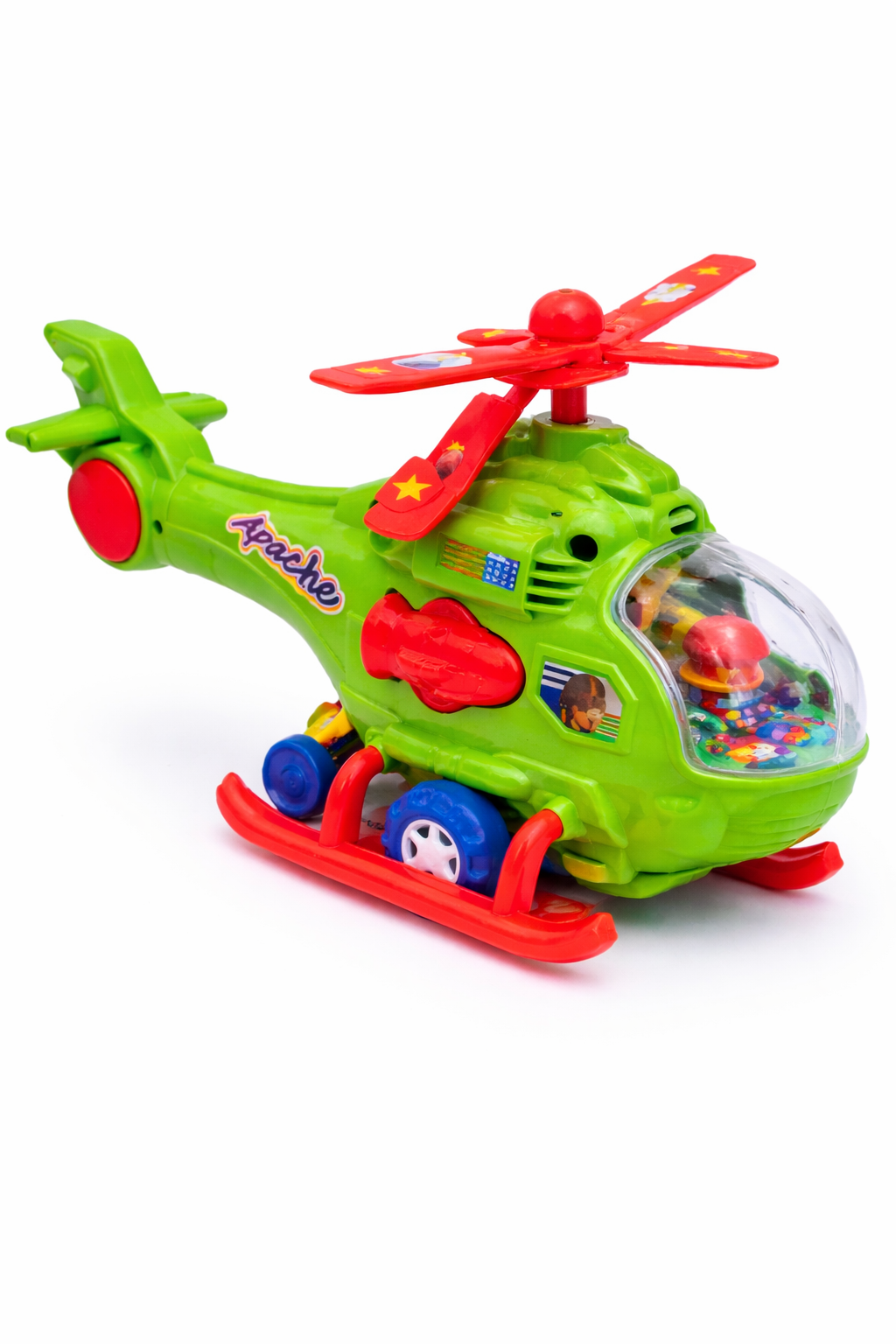 Apache Wind-Up Helicopter Toy for Kids | Rotating Blades Helicopter with Bell Sound | Mechanical Wind-Up Action Toy (3+ Years)