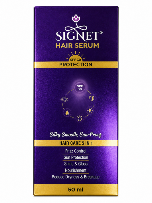 Signet Hair Serum SPF 30 | 5-in-1 Hair Care Serum for Frizz Control, Sun Protection, Shine & Nourishment | Lightweight Non-Sticky Hair Serum for Men & Women | 50 ml