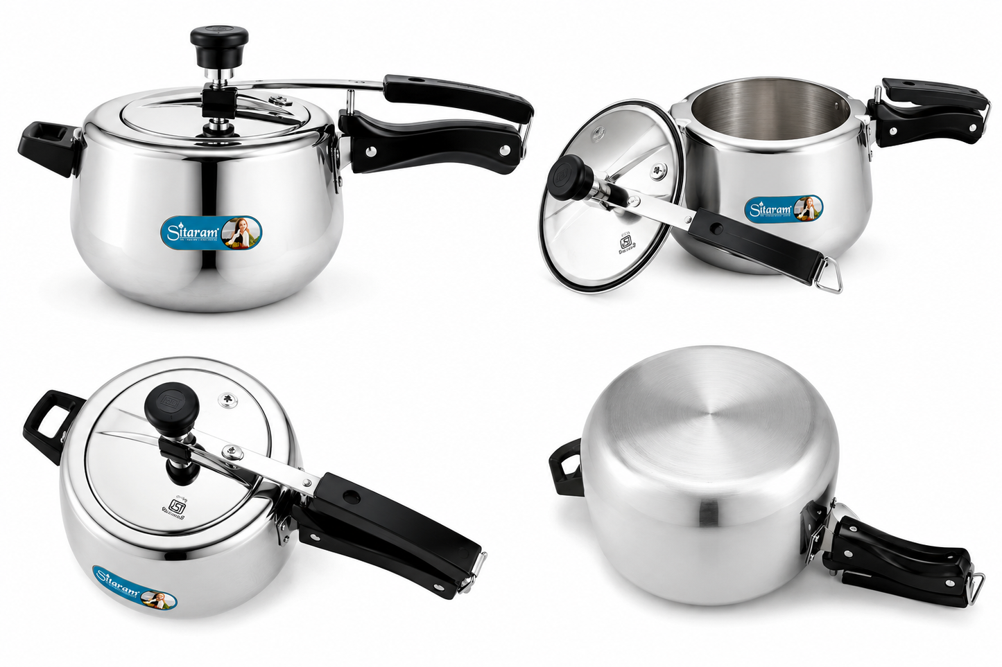 Sitaram Tri-Ply Stainless Steel Pressure Cooker 3 Liter | 304 Food Grade Stainless Steel | Induction & Gas Compatible | 3-Layer Base | Heavy Duty Cooker
