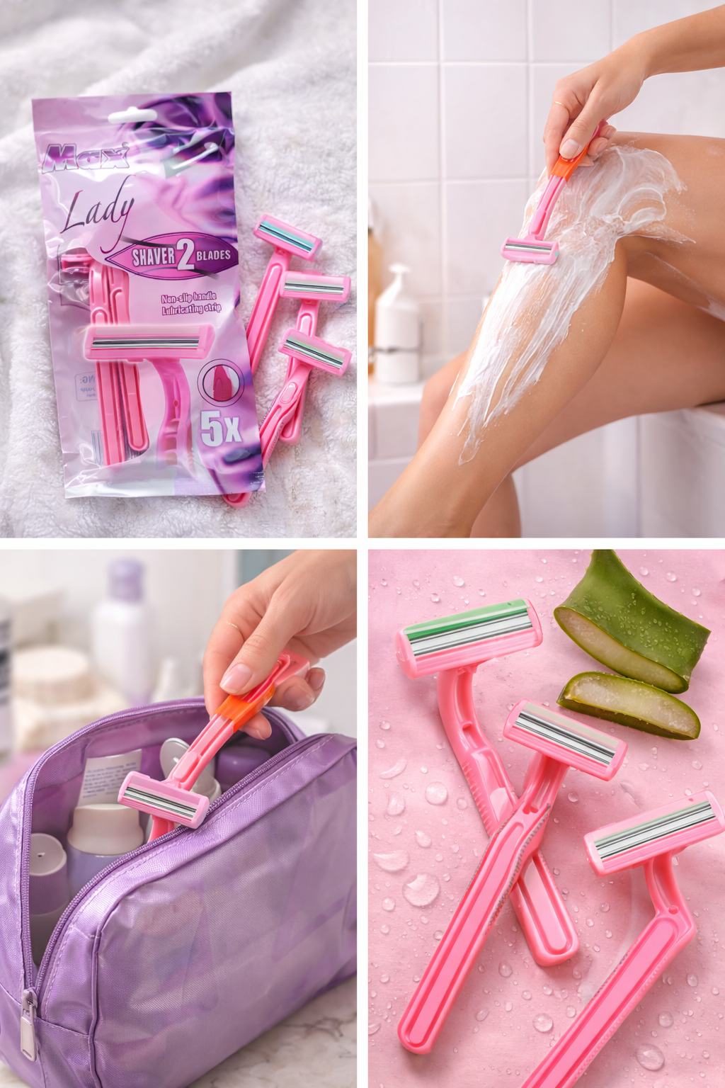 Maxi Lady 2-Blade Disposable Razors for Women | Dual Blade with Aloe Vera Strip
