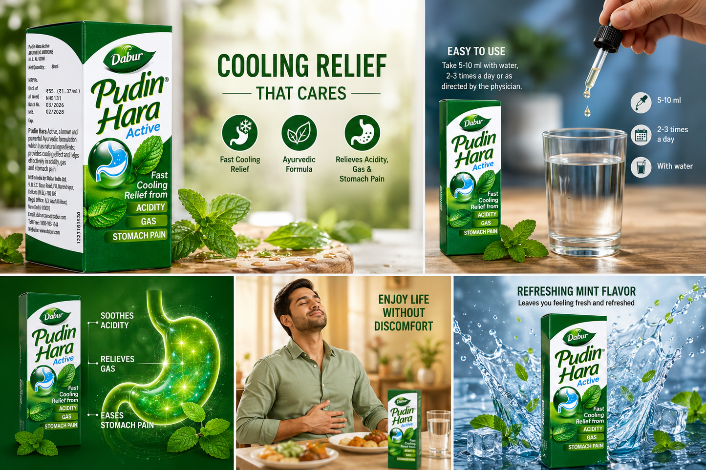 Dabur Pudin Hara Active Ayurvedic Digestive Liquid | Fast Relief from Acidity, Gas & Stomach Pain | Pudina (Mint) Based Ayurvedic Formula | Digestive Care