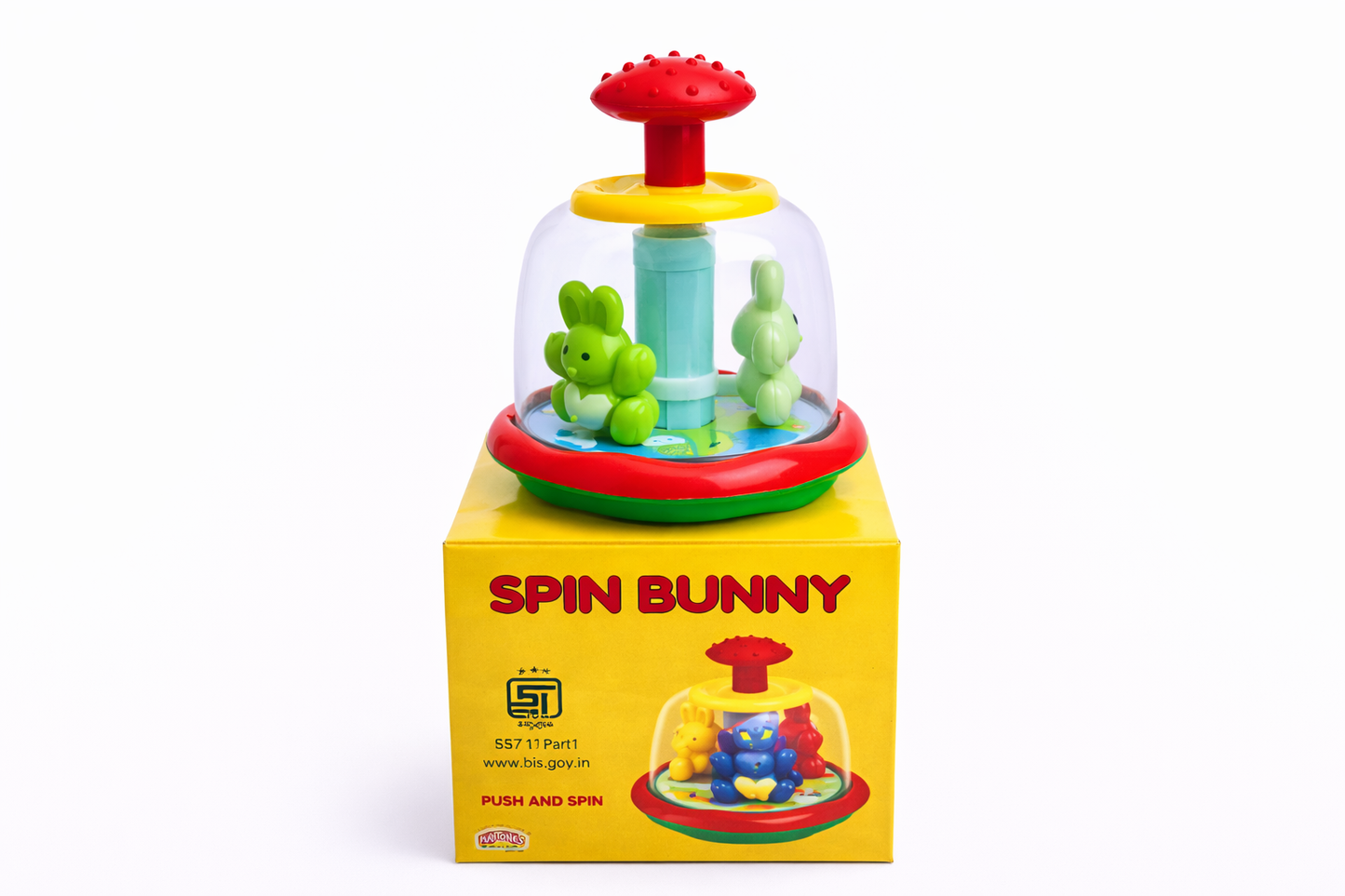 Spin Bunny Toy for Kids (1+ Years) – Push & Spin Bunny Toy with Moving Animals, No Battery Required, Interactive Baby Toy for Toddlers