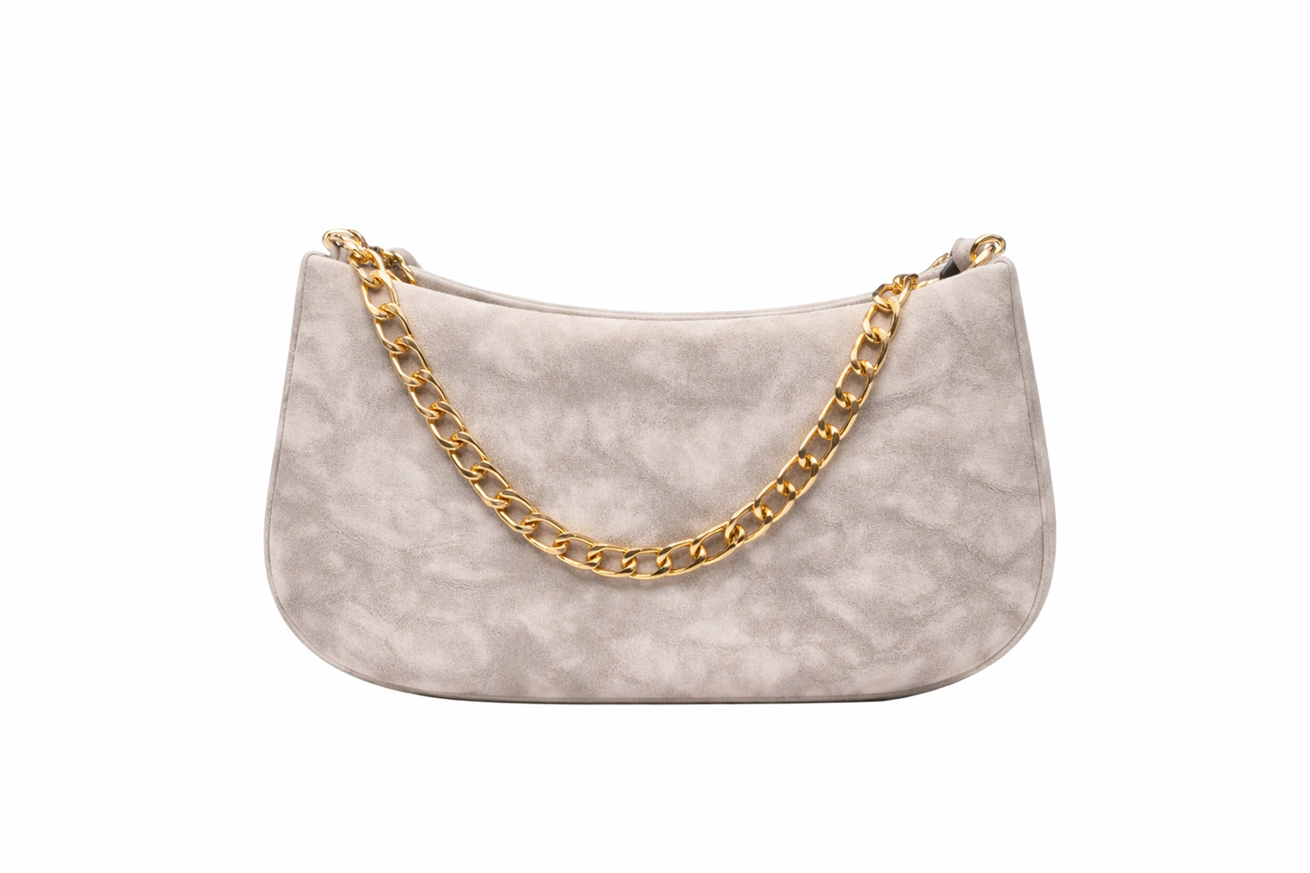 Women’s Faux Suede Shoulder Bag with Gold Chain Strap | Soft Designer-Style Handbag with Inner Zip Pocket | Elegant Party, Casual & Evening Purse
