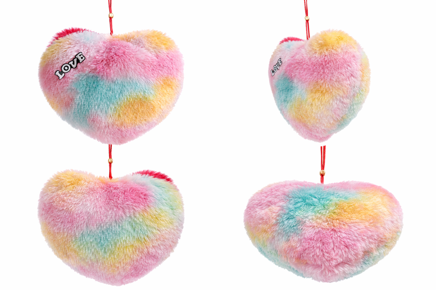 Plush Hanging Heart Pair with Love Embroidery,