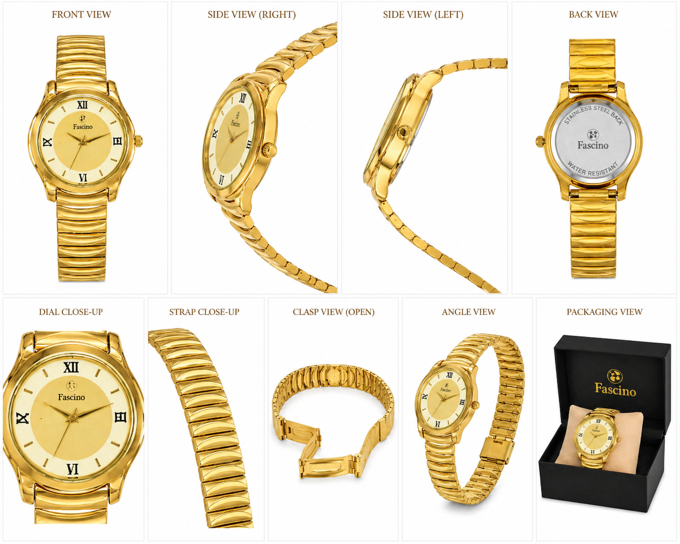 Fresono Men’s Chronograph Analog Watch | Gold Stainless Steel Strap | Quartz Movement |