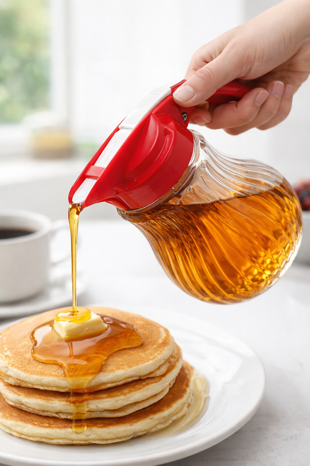 Glass Oil Dispenser Bottle with Handle & Flip Lid | Leakproof Kitchen Oil Pourer for Cooking, Vinegar, Syrup