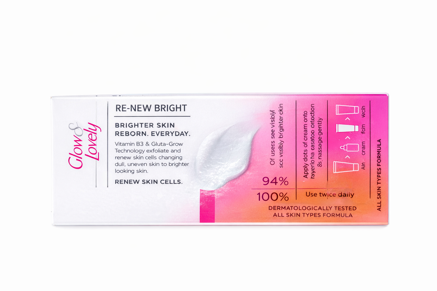 Glow & Lovely Re-New Bright Face Cream 50g, Multi-Vitamin Serum Cream with Vitamin B3, C & E, Skin Brightening, Moisturising & Even Tone Cream, Dermatologically Tested